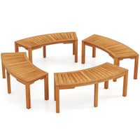 Tangkula Outdoor Acacia Wood Curved Garden Bench（1/2/4/7）