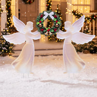 Tangkula Outdoor Christmas Angel & Wreath Decorative Set