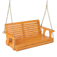 Tangkula 2 Person Hanging Porch Swing, Outdoor Bench Swing with Adjustable Chains