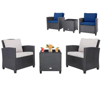 Tangkula 3 Pieces Patio PE Wicker Furniture Set with 4 Bonus Cushion Covers