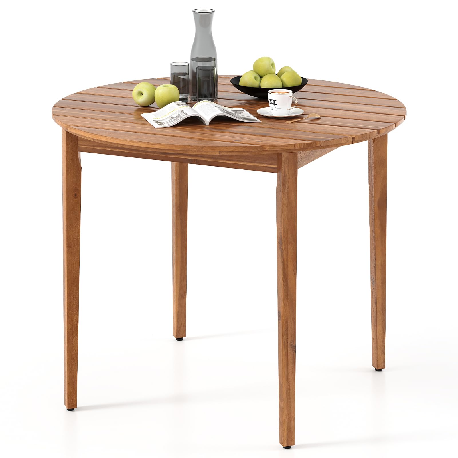 Tangkula Round Outdoor Dining Table for 4 People