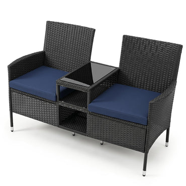 Tangkula Patio Loveseat with Table