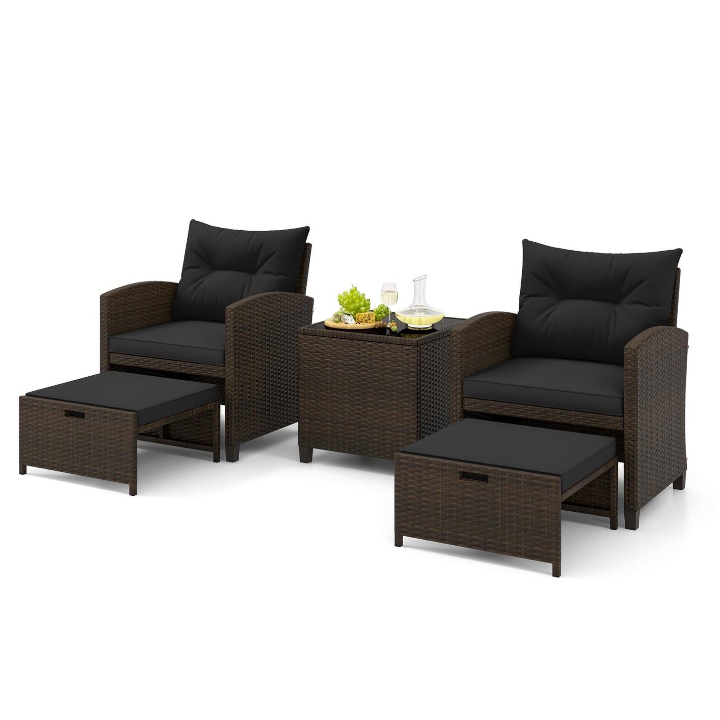 Tangkula Outdoor Chaise Lounge, Patio Wicker Lounge Chair w/ 4-Level Backrest, Heavy-Duty Metal Frame