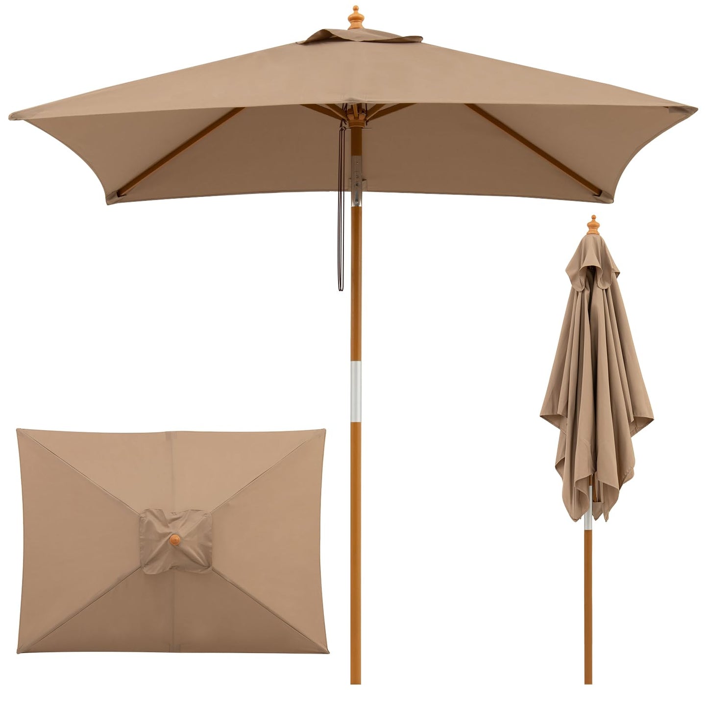 Tangkula 7 FT Patio Umbrella with Tilt Adjustment | Rectangular