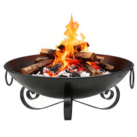 Tangkula 24 Inch Heavy-Duty Metal Fire Bowl with Handles for Outside Wood Burning