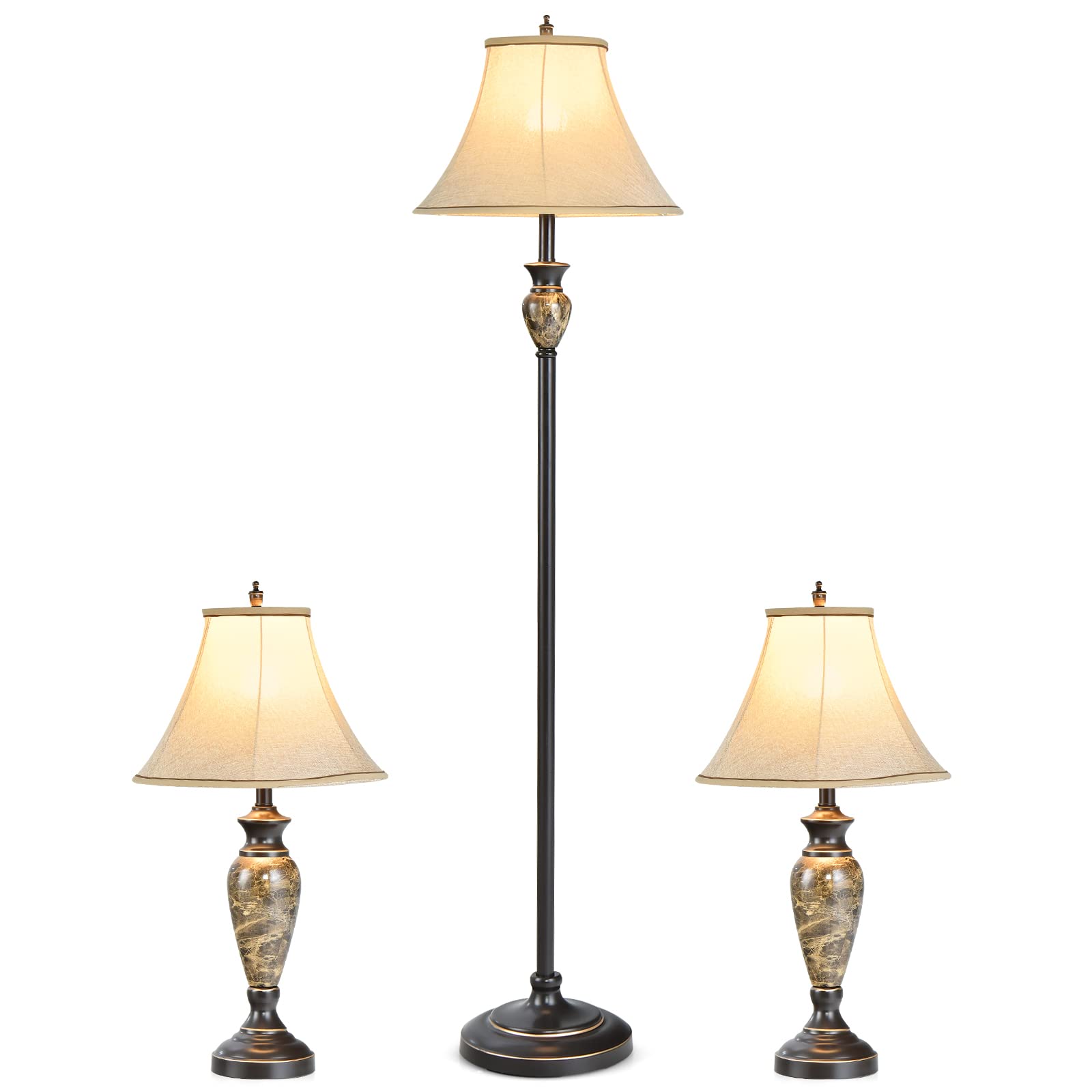 3-Piece Traditional Style Lamp Set - Tangkula