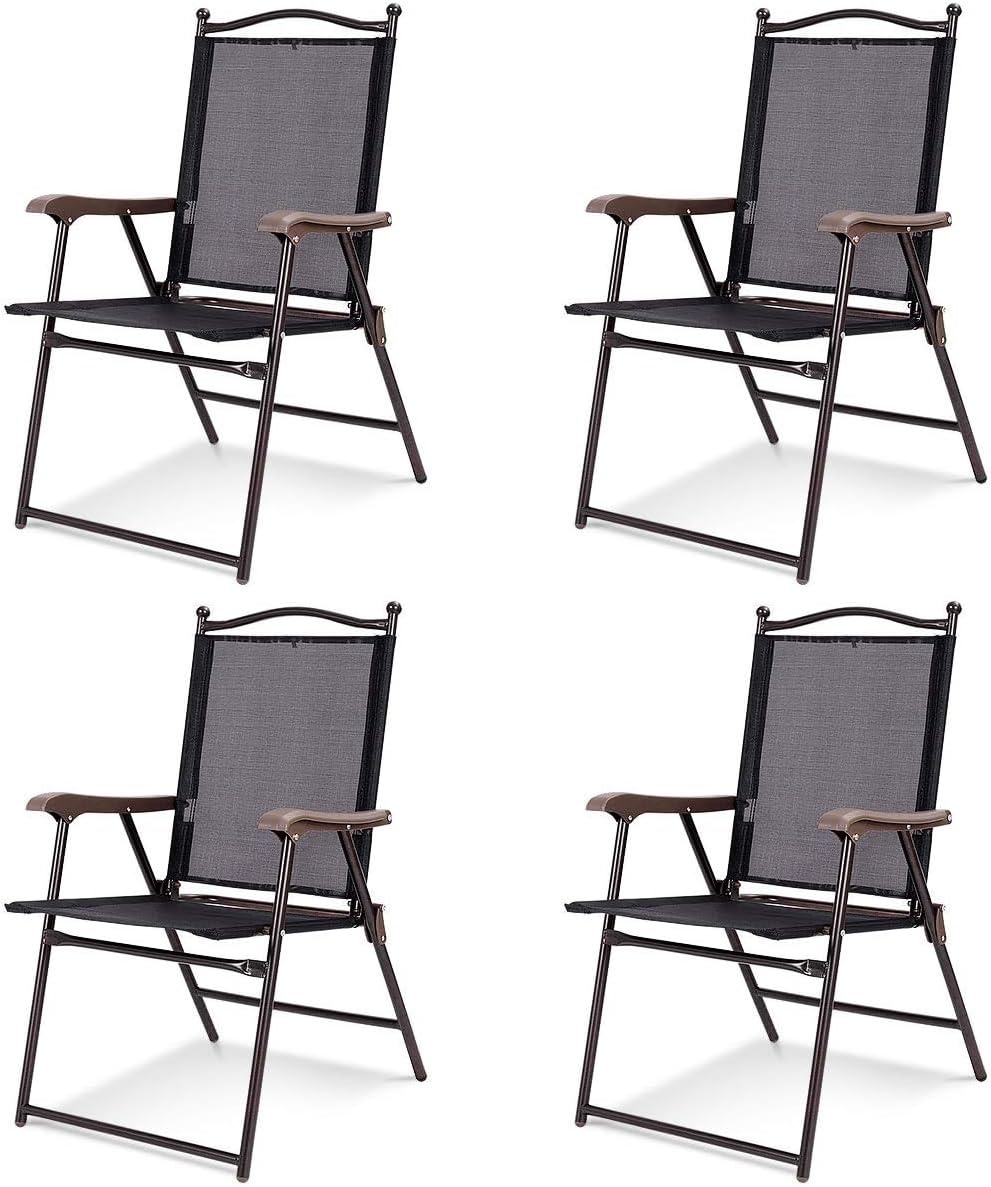 Tangkula Set of 2/4 Patio Folding Dining Chairs