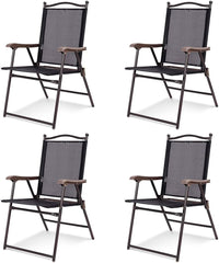 Tangkula Set of 2/4 Patio Folding Dining Chairs