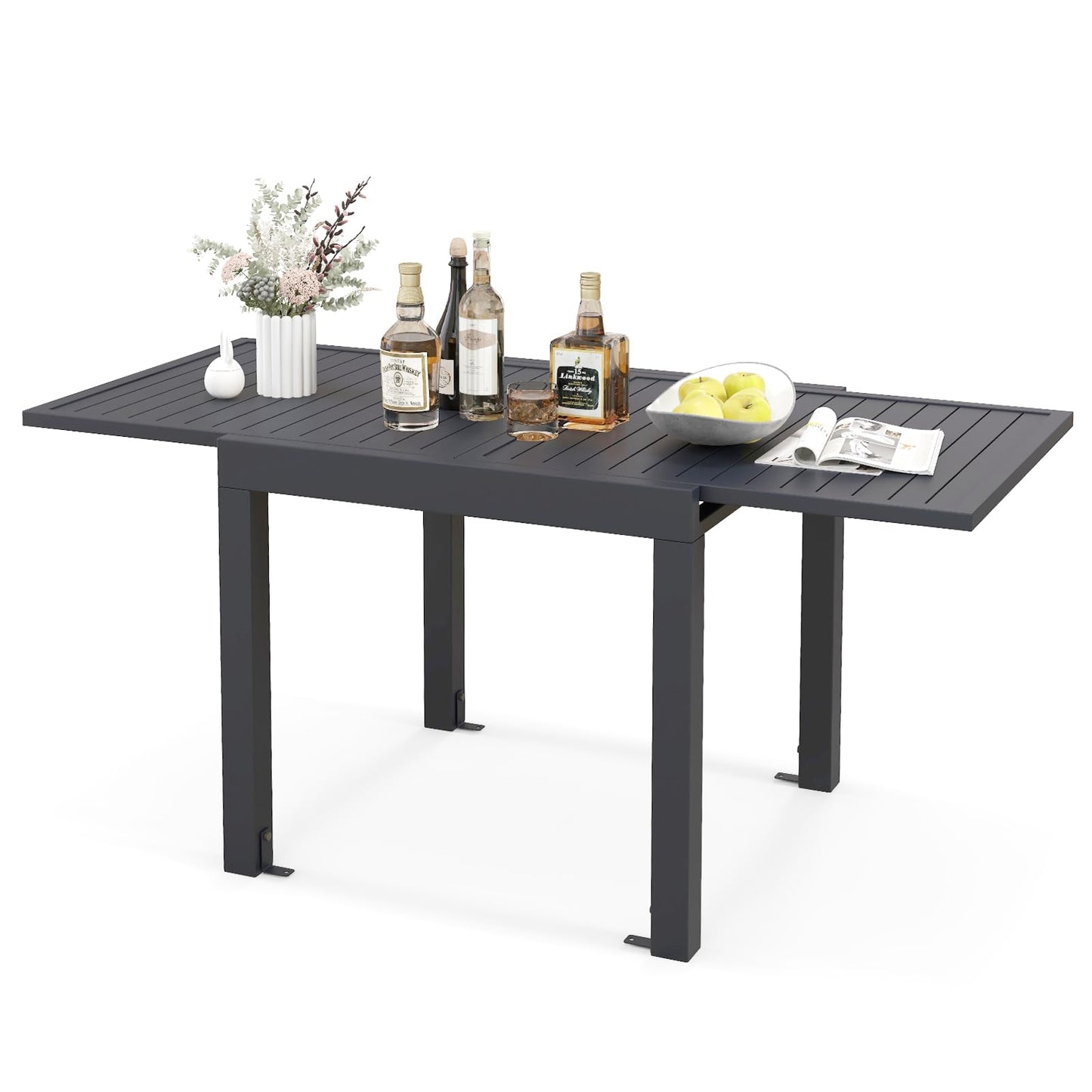 Tangkula Extendable Outdoor Dining Table Patio Dining Table
