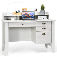 Tangkula 48" Computer Desk with 4 Storage Drawers & Hutch, Home Office Desk Vintage Desk