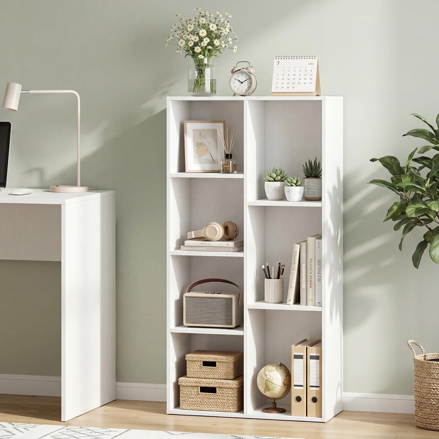 Tangkula 7-Cube Bookcase | Freestanding Storage Organizer with 7 Open Cubbies (1/2)