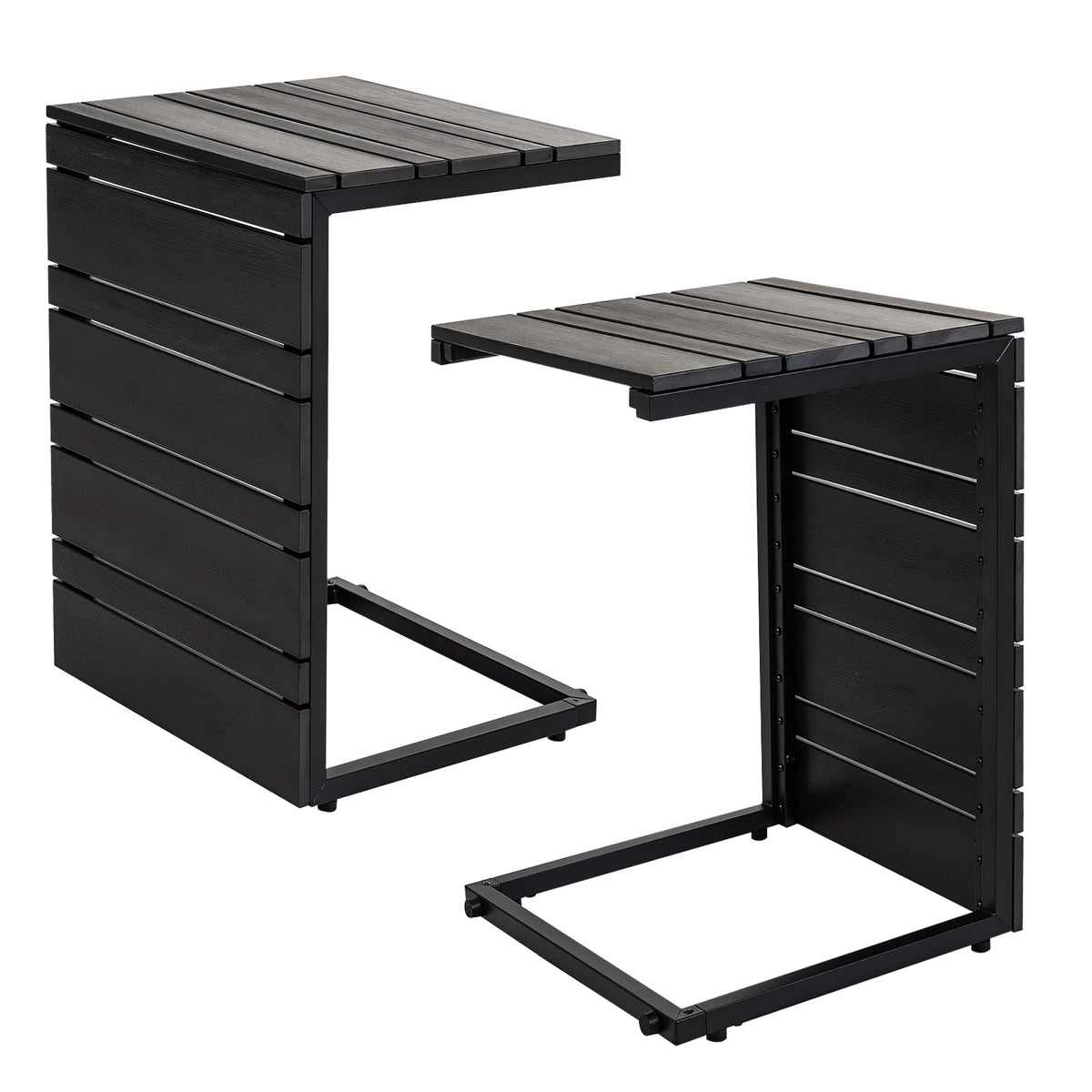 Tangkula C-Shaped Side Table with Wood Plastic Tabletop(1/2)