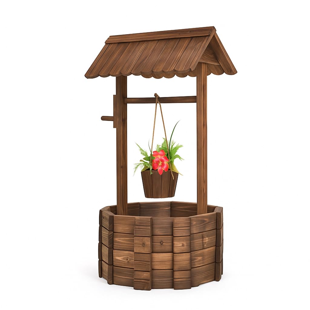 Tangkula Outdoor Wishing Well Planter (22" x 22" x 45")
