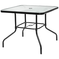Tangkula 35 Inch Patio Dining Table, Square Outdoor Dining Table with 1.65 Umbrella Hole