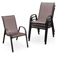 Tangkula 4 Pieces Patio Dining Chairs, Outdoor Stackable All Weather Heavy Duty Dining Chairs Set with Armrests