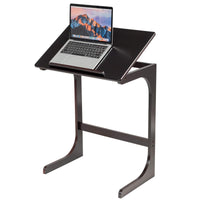 Bamboo TV Tray Sofa Side Table, 7 Angles Adjustable Couch Table