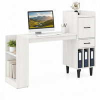 Tangkula Computer Desk with Storage Drawers & Bookshelf