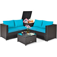Tangkula 4 Piece Wicker Patio Set with Storage