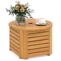 Tangkula 2-in-1 Outdoor Side Table with Storage with Umbrella Hole & Removable Base