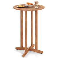 Tangkula Table de bar ronde de 99 cm avec plateau à lattes pour terrasse