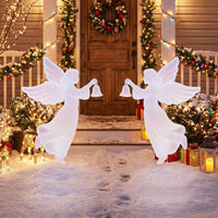 Tangkula 2 Pieces 3 FT Outdoor Christmas Angel Yard Signs Decoration