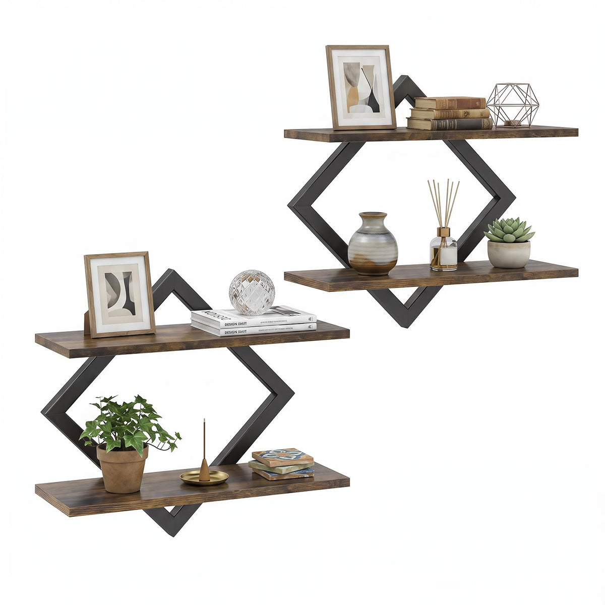 Tangkula Floating Shelves for Wall with Geometric Frame