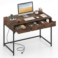 Tangkula Computer Desk with 3 Drawers & Power Outlets