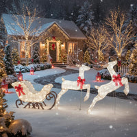 Ensemble de 3 rennes et traîneaux de Noël lumineux Tangkula