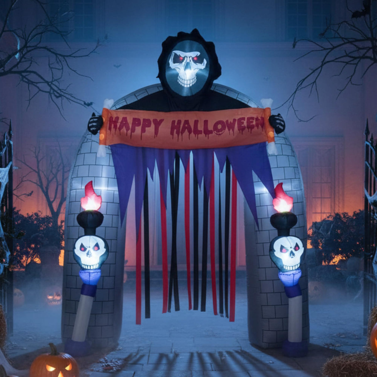 Tangkula 8.5 FT Halloween Inflatable Grim Reaper Archway with 2 Candles