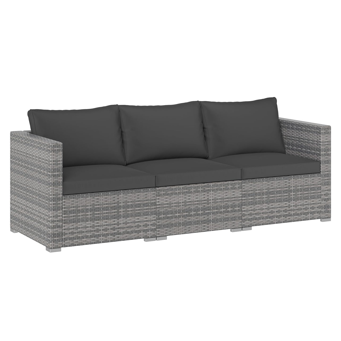 Tangkula 3 Seat Outdoor Modular PE Rattan Patio Cushioned Sectional Couch Furniture Set