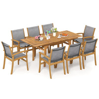 Tangkula Ensemble repas de terrasse 9 pièces en bois d'acacia pour 6 à 8 personnes
