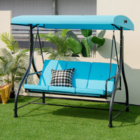 Tangkula 3 Seats Converting Patio Swing, Outdoor Porch Garden Canopy Swing with Comfortable Cushion Seats