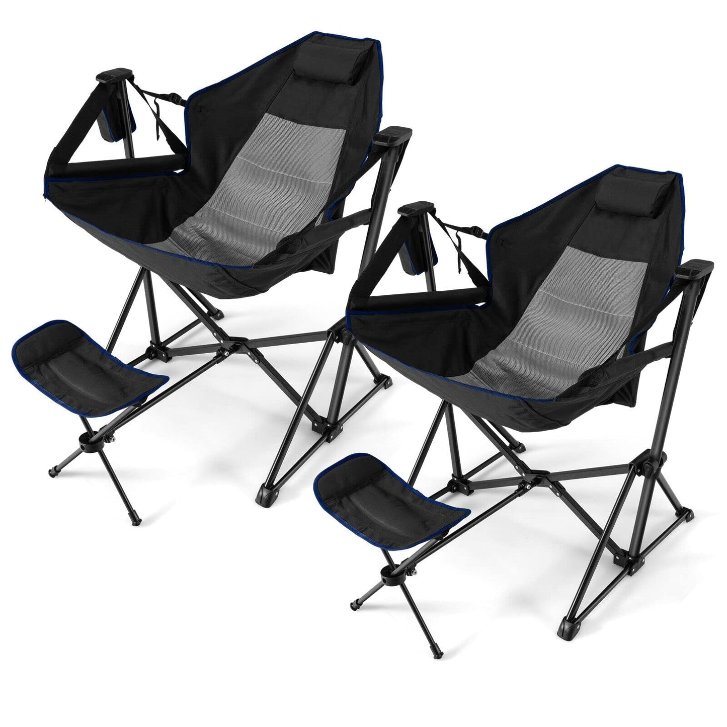 Tangkula Folding Camping Chair, Portable Camp Chair with Retractable Footrest