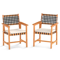 Tangkula Solid Acacia Wood Patio Chair Set of 2/4