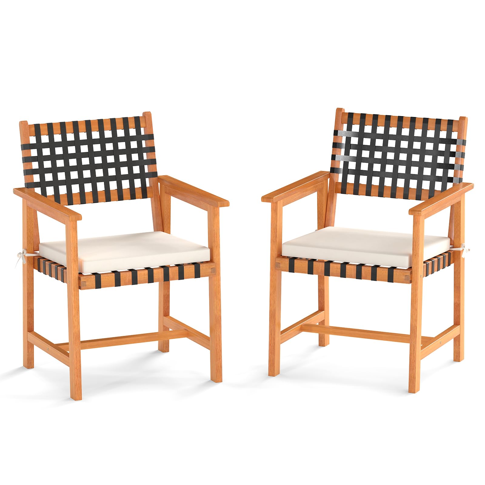 Tangkula Solid Acacia Wood Patio Chair Set of 2/4