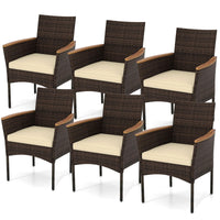 Tangkula Outdoor Patio Wicker Chairs Set of 6