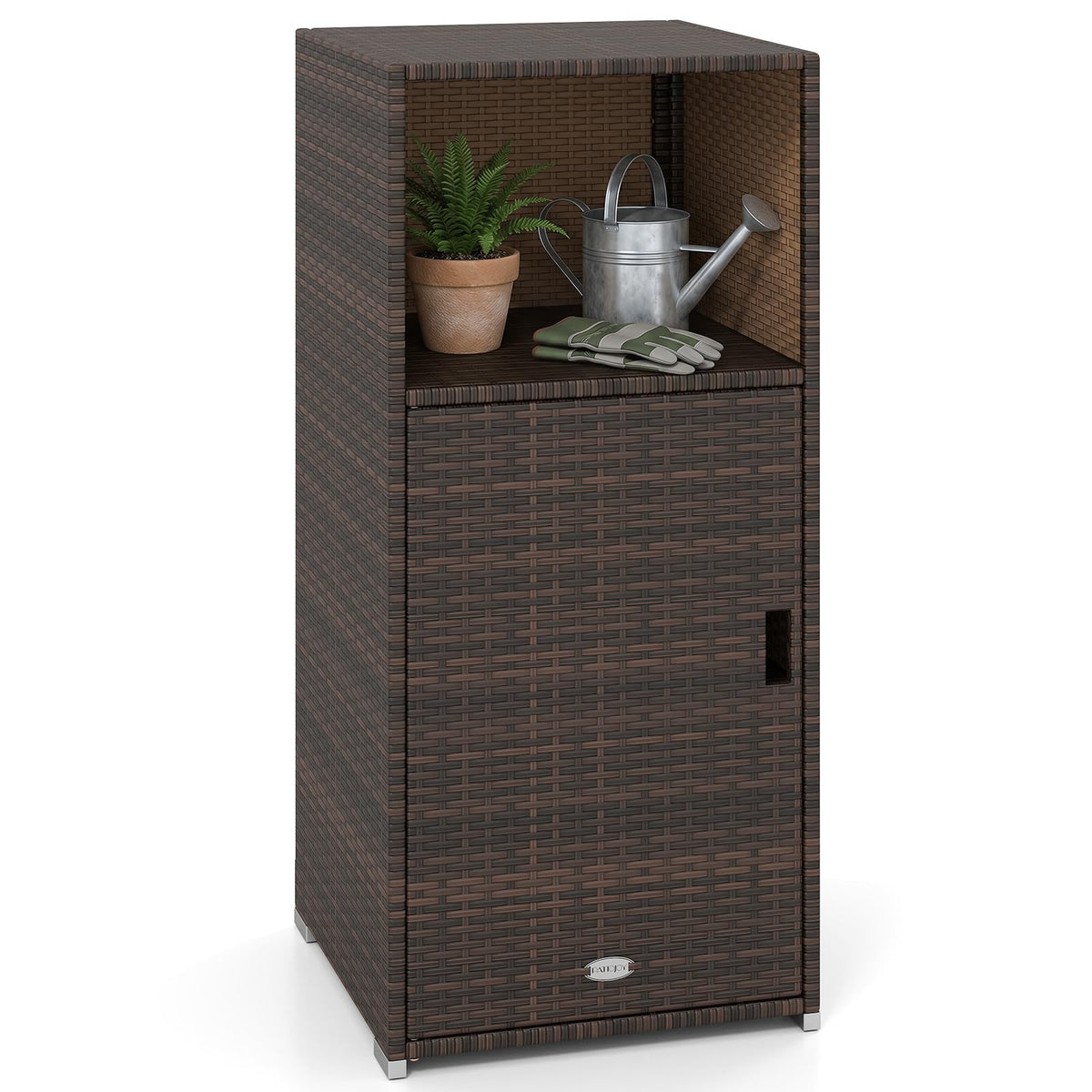 Meuble de rangement extérieur en rotin Tangkula avec 3 étagères de rangement