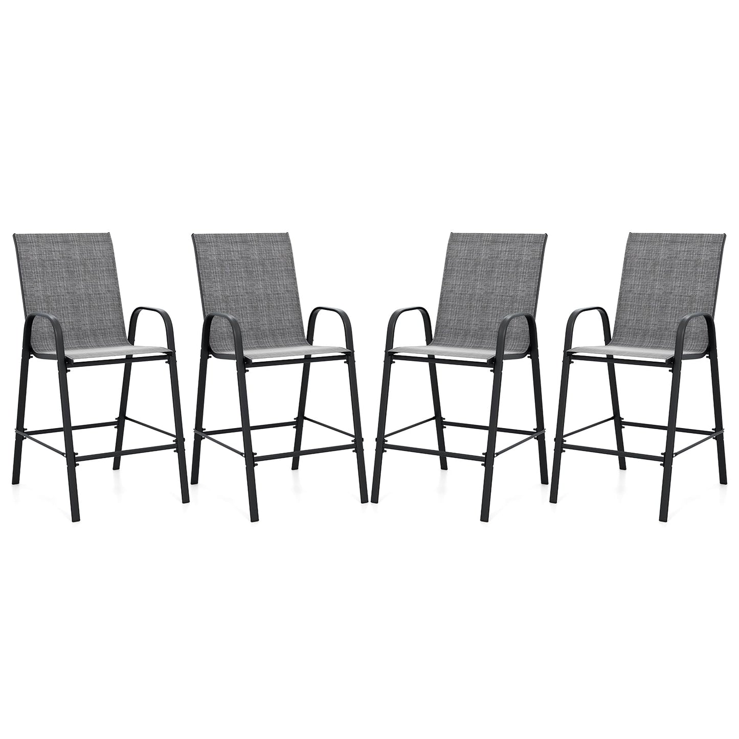 Tangkula Outdoor Bar Stools Set of 2/4 with High Back for Backyard Deck Pool