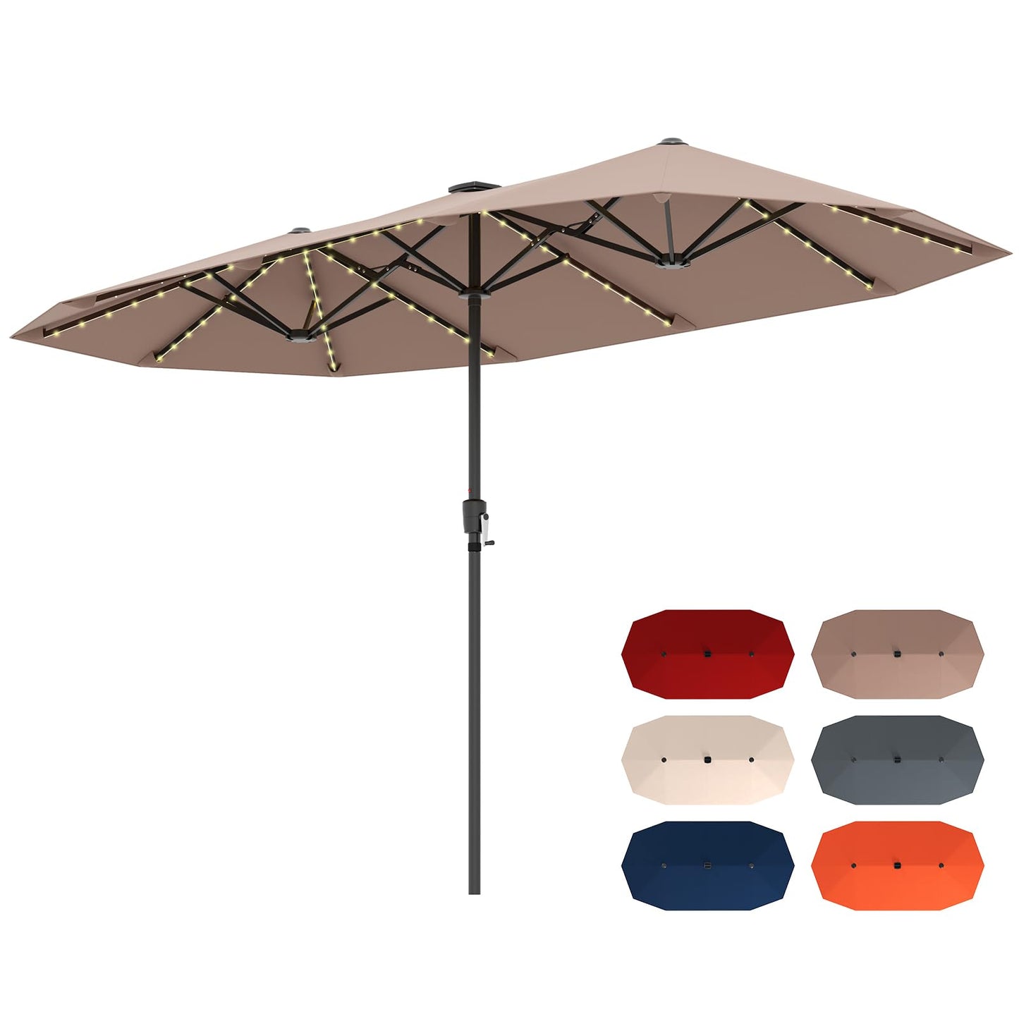 Tangkula 13 FT Large Patio Umbrella w/LED Solar Lights