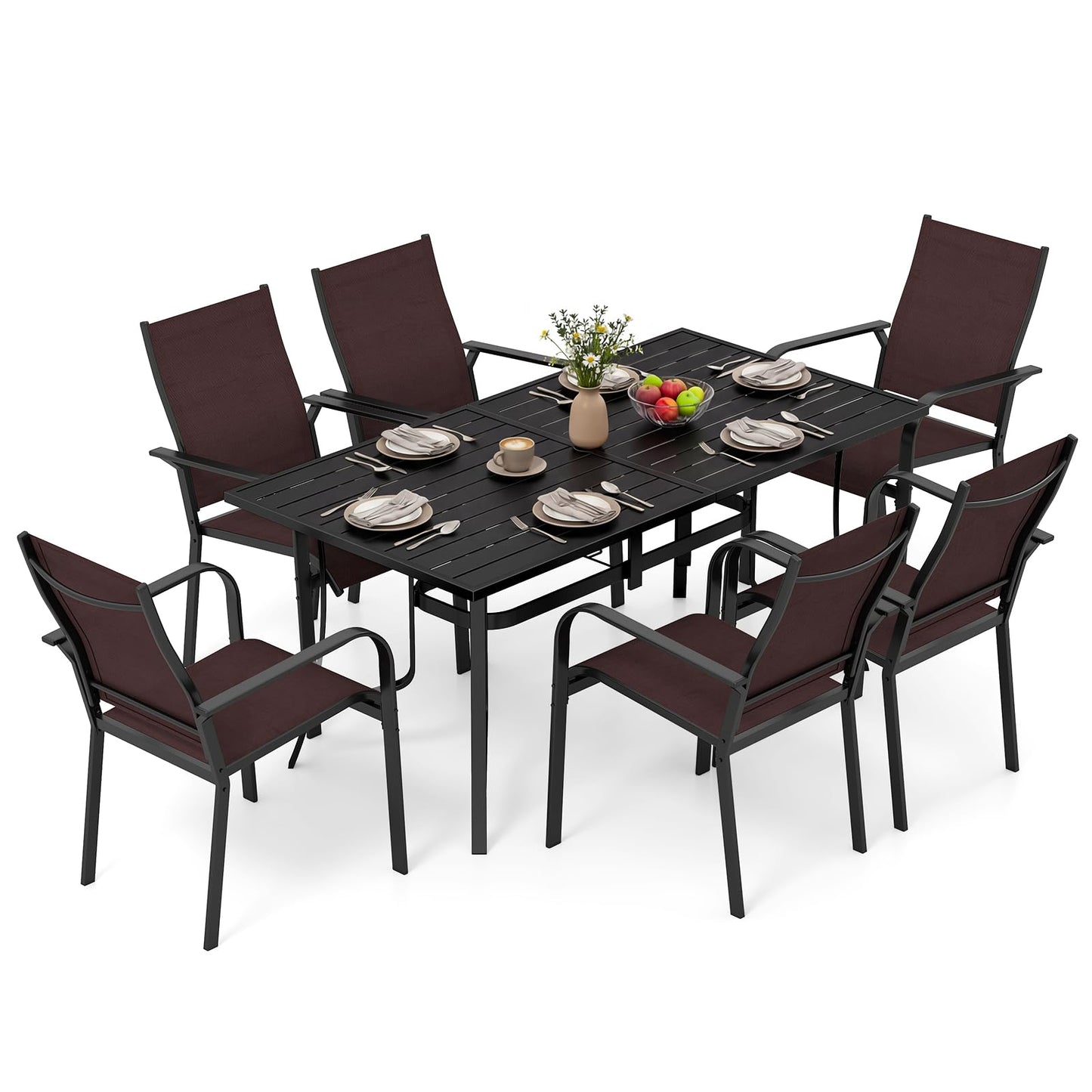 Tangkula 7 Pieces Patio Dining Set for 6