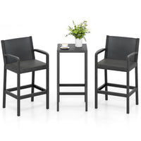 Tangkula 3 Pieces Patio Bar Set for Garden