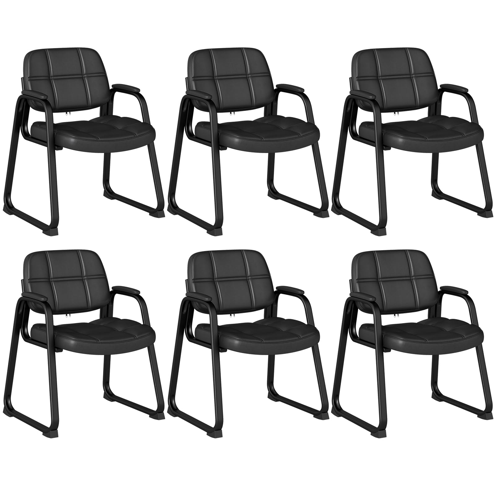 Tangkula Waiting Room Guest Chair Set of 6/10 Upholstered Conference Chair with Armrest & Ergonomic Backrest