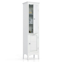Tangkula Bathroom Storage Cabinet, 63 Inch Tall Narrow Storage Cabinet with 1 Adjustable Shelf and 2 Doors