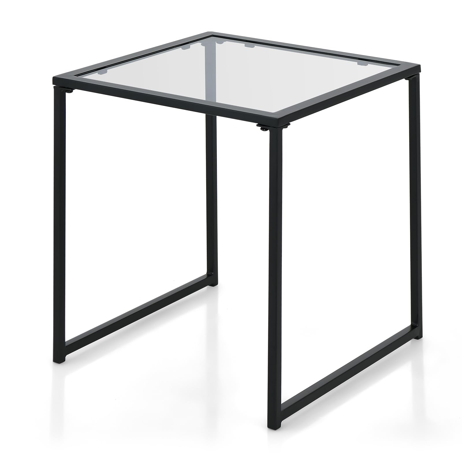 Tangkula Tempered Glass Top Side Table for Living Room Patio Backyard