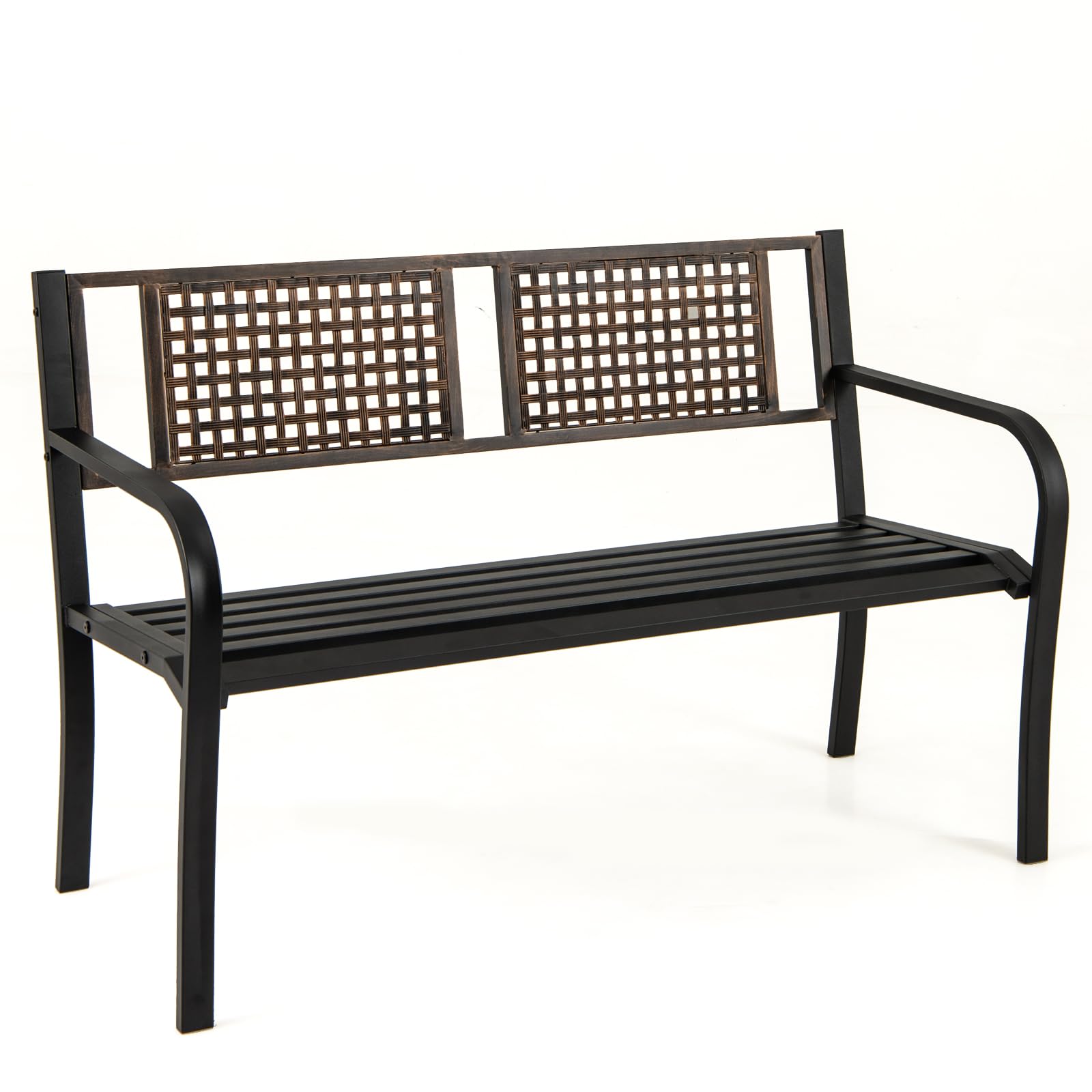 Tangkula 50” Outdoor Metal Park Bench Outdoor Garden Bench