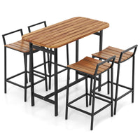 Tangkula 5 Piece Acacia Wood Bar Table Set