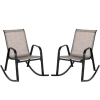 Tangkula Patio Rocking Chair Set of 2/4, Outdoor Ergonomic Rockers with Breathable Fabric Seat