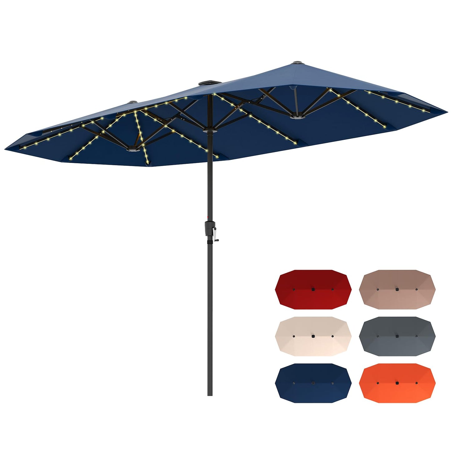 Tangkula 13 FT Large Patio Umbrella w/LED Solar Lights