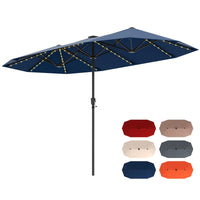 Tangkula 13 FT Large Patio Umbrella w/LED Solar Lights