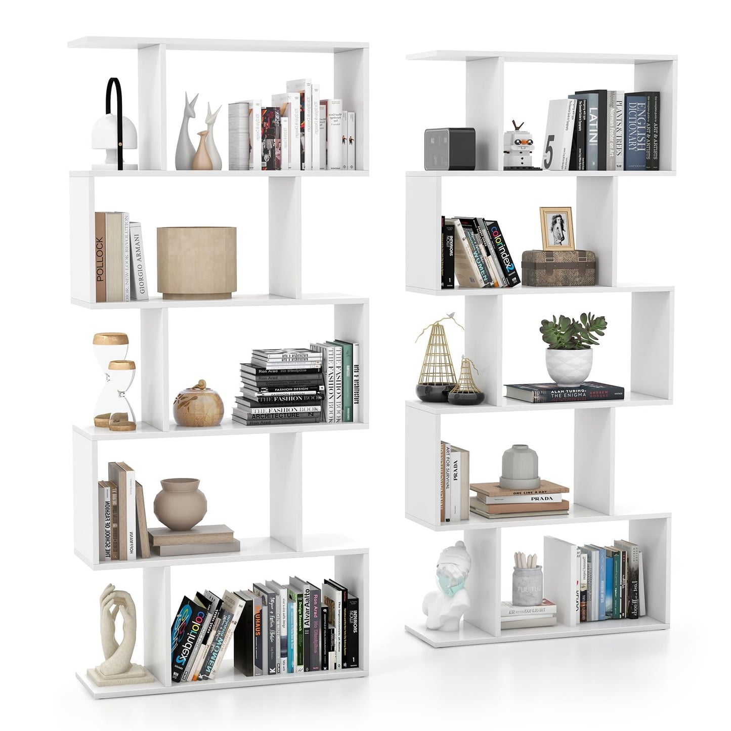 Tangkula 5-Tier Geometric Bookshelf